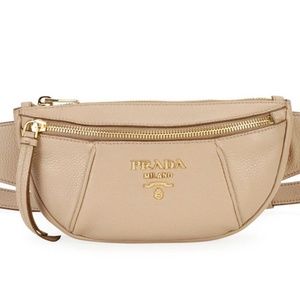 Authentic Prada Vitello Daino Pebbled Leather Belt